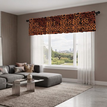 Classic Kuba Curtain Valance | African Kuba Window Treatment | Bynelo