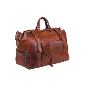 Handmade genuine leather travel bag with shoe compartment - Large weekend bag
