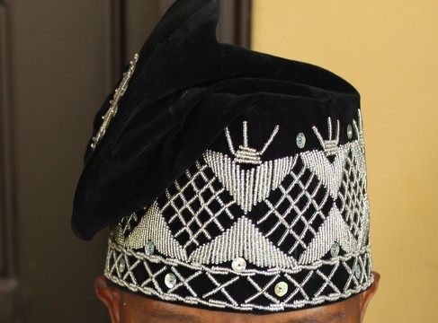 Black Velvet Silver Embroidered Hat/Cap, Yoruba Traditonal Embroidered Cap, Yoruba Cap