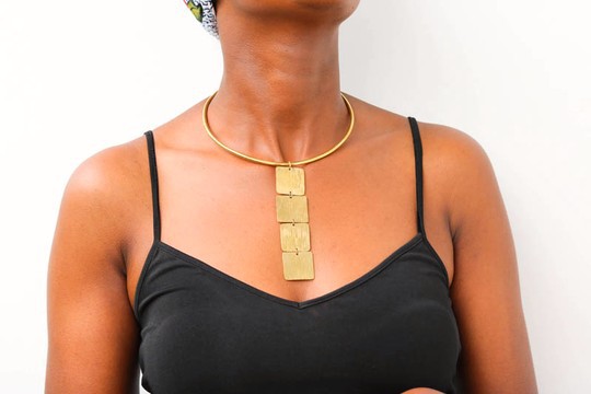 African Brass necklace, Choker Necklace, Christmas gift for her, Moms gift, One size fits all