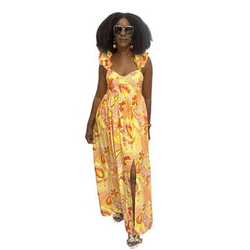 Black and White Star Bow Flared Maxi Dress