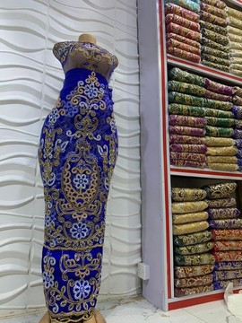 Gold beaded Indian George Fabric/African Weddings/Bridal/Nigerian George