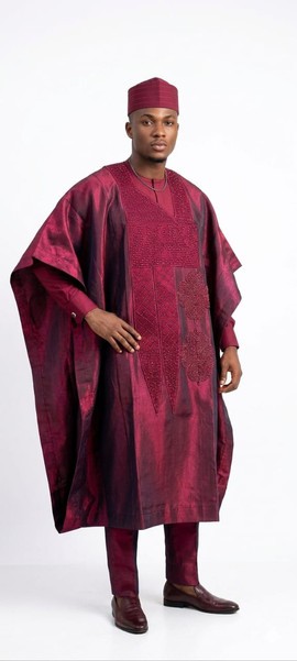 Agbada with kaftan and trouser with classic embroidery