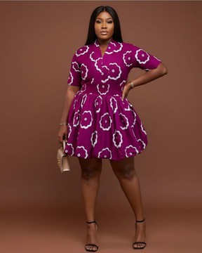 Robe boule Adire à motif de fleurs de prunier