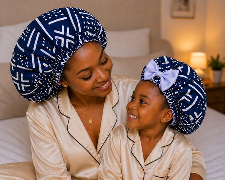 Duo maman et moi bonnets satin/wax