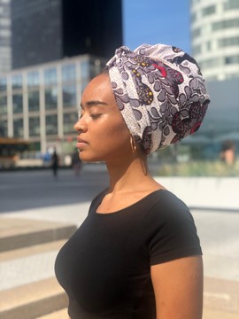 Beautiful wax and satin wrap turban