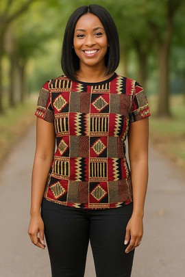 Classic Kente African Print T-Shirt – Timeless Ghanaian Tee