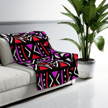 African Tribal Print Blankets Mudcloth Throw Colorful Pink (MORE SIZES AVAILABLE)