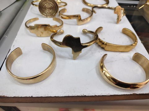 Wholesale set of 6 Adjustable size brass bracelets, unisex bracelets, Ankh bracelets