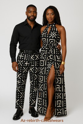 Azeez and Khadijat couple wear Ankara couple dress