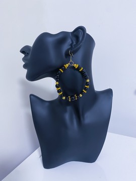 Boucles d'oreilles créoles perles noires