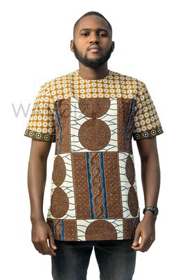 Chemise Ankara marron, vêtements pour hommes africains, vêtements pour hommes africains, chemise Ankara