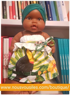 ROSY COLIBRI GUYANE (POUPÉE NOIRE H 21 CM)