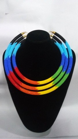 African beaded necklace, Beaded jewelry for women, Christmas gift for mom, Zulu beaded necklace