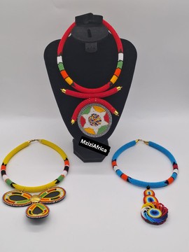 3 colliers plastron africains faits main, colliers pendentifs perlés Maasai, bijoux de collier tribal