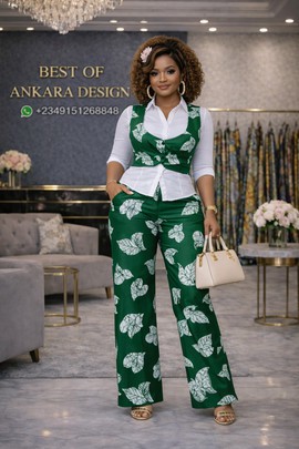 Elegant Patchwork Ankara Jacket &amp; Pant Two-Piece Set for Women