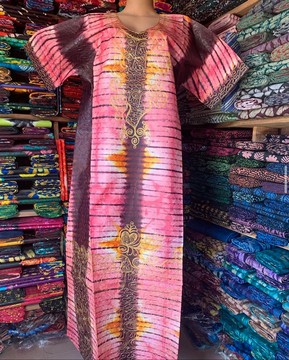 Adire Boubou, African Bubu, African Print Kaftan, Adire Silk Dress, Tie &amp; Dye Dress
