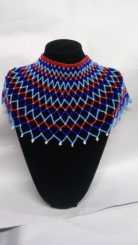 African Beaded shawl necklace, Zulu Beaded  Cape necklace, Christmas gift for her, Bridesmaid gift