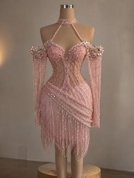 Beaded midi dress, luxury beaded dress, after party dress