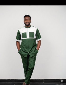 Two-piece Two colors men kaftan