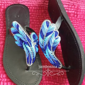 Sandales pour femmes africaines, sandales Massaï, sandales d'été, sandales en cuir perlé, chaussures pour femmes