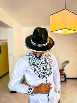 BUY 1 GET 1 FREE |Men's Tunics Traditional African Ankara White Long Sleeve Shirts
