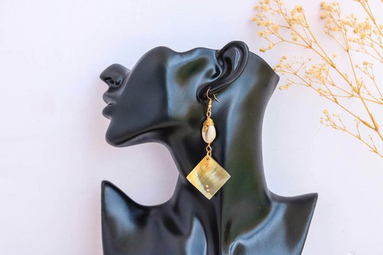 African brass earrings, Cow horn Earrings, Brass Earrings, Elegant earrings, Christmas Gift