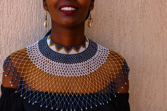 African wedding necklace, Beaded shawl necklace, Zulu necklace, Gift for her, Bridesmaid gift