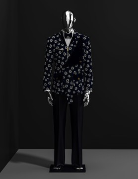 Costume de smoking à motifs bleu nuit