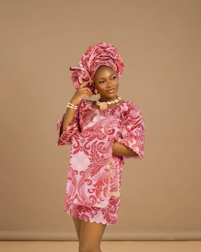 Brocade Damask Sego Traditional Buba and Wrapper Set