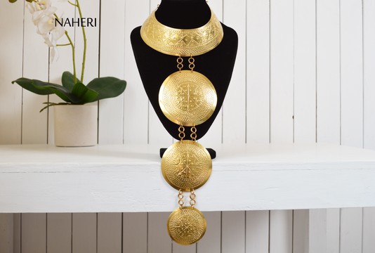African pendant necklace tribal brass metal designer neck piece