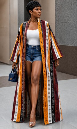 African print long kimono