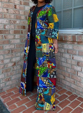 Stylish Mixed Print African Print Ankara Multicolor Oversized Blazer Duster