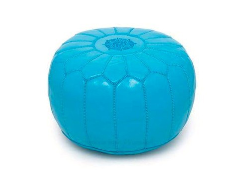 Grand pouf en vrai cuir Naturel Noir