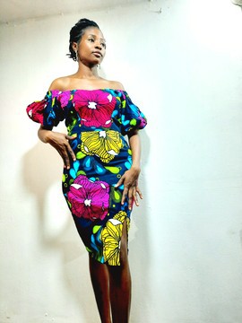 Robe courte Awele, robe courte ankara, robe ankara