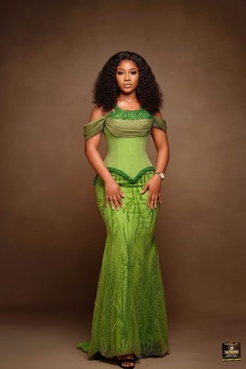 Emerald Green Beaded Corset Gown