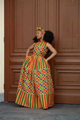 ASANA KENTE MAXI DRESS