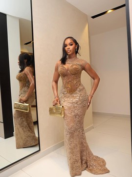 Robe de mariée africaine de luxe, robe de bal sirène pour la réception, Asoebi, robe d'anniversaire