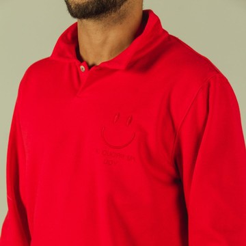 Sweat-polo Rouge Loose Fit Unisexe affirmation en broderie "I'm Proud Of You" Détails En Wax