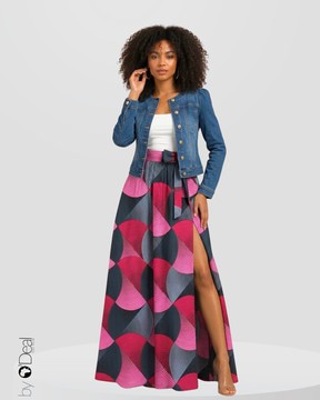 Maxi jupe taille haute en wax premium