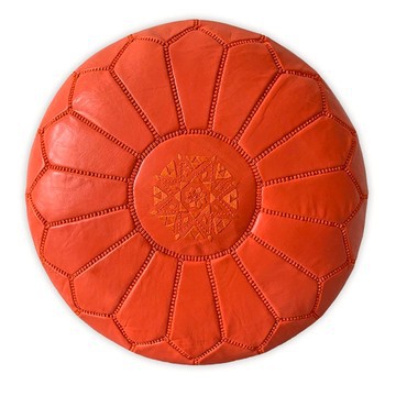 Pouf en vrai cuir naturel Marron pour salon