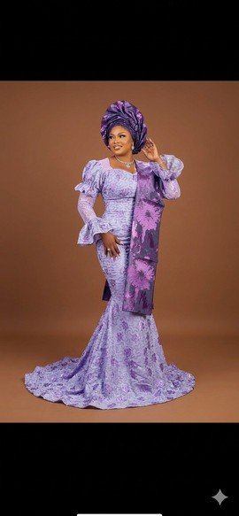 Lavender Floral Lace Gown
