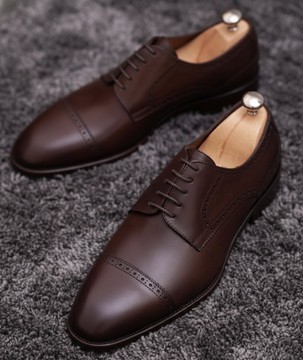 Men's Classic Dark Brown Leather Cap-Toe Oxford Dress Shoes - Formal &amp; Elegant