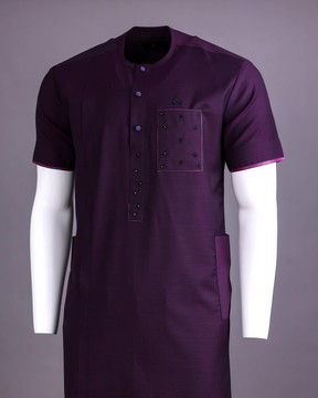 A raisin purple, front flap with matching Swarovski African kaftan native.