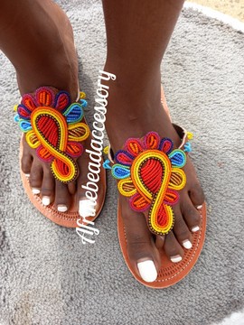 African sandals/ Leather sandals/ Beaded sandals/ Maasai sandals/ Women sandals