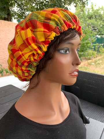Reversible beanie Madras &amp; satin / size Large