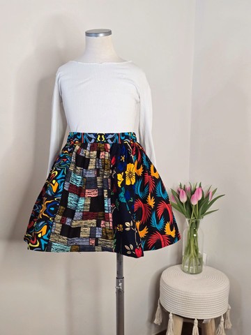 Ajoke multicoloured skirt in wax fabric | Summer skirt