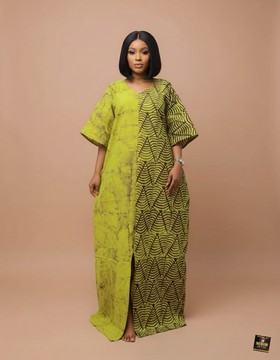 Le caftan batik bicolore olive