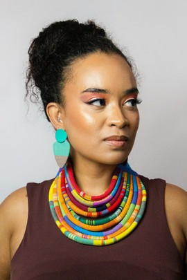 “Manmzèl” Jewelry Set – Necklace, Earrings &amp; Bracelet in Madras