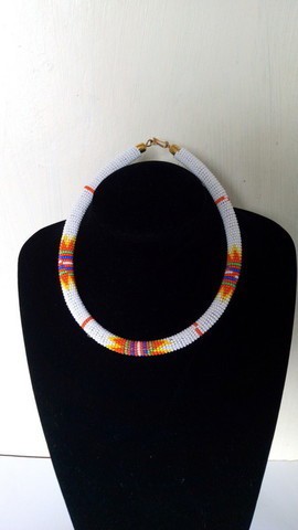 African beaded necklace, Beaded jewelry for women, Christmas gift for mom, Zulu beaded necklace